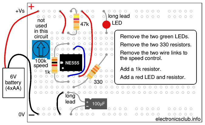 Alarm Box Light breadboard layout