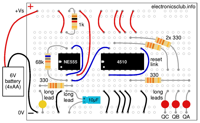 Binary Counter breadboard layout