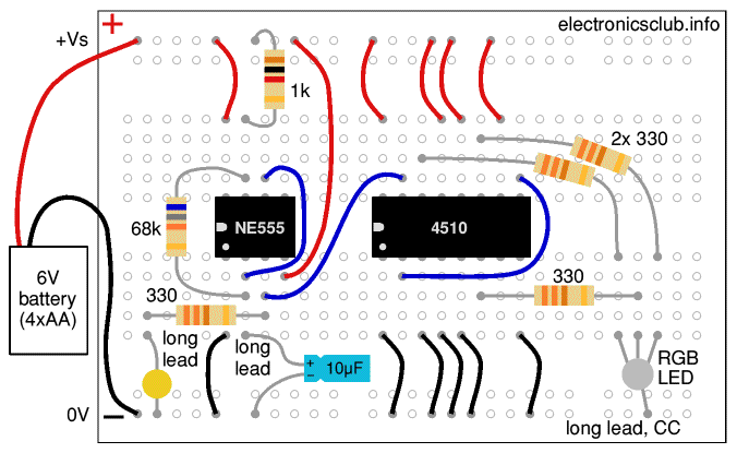 Counting with Colours breadboard layout