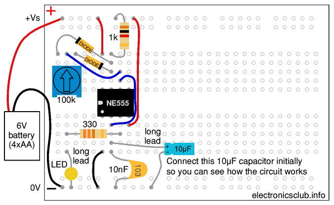 Pulse Width Modulation breadboard layout