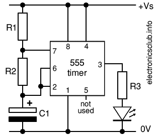 Flashing LED Project circuit diagram