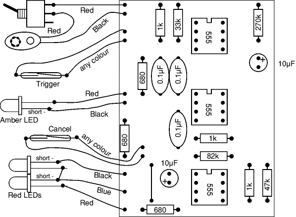PCB component layout for model railway level crossing lights