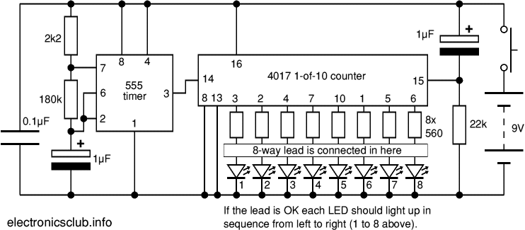Circuit diagram for network lead tester