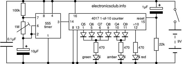 Circuit diagram for traffic light project