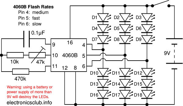 Circuit diagram for Christmas Decoration project